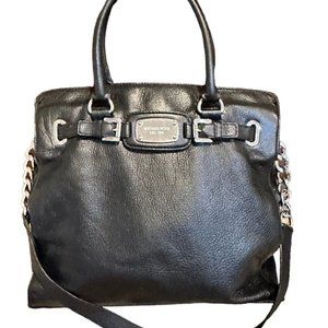 Michael Kors Hamilton Black Leather Tote Bag Purse